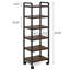 6 tablettes de rangement en bois à 6 niveaux, chariot de rangement roulant mince avec structure en métal, support pour plante robuste, étagère mobile étroite, tablettes de rangement empilables pour la cuisine, la salle de bain, la salle de lavage, le