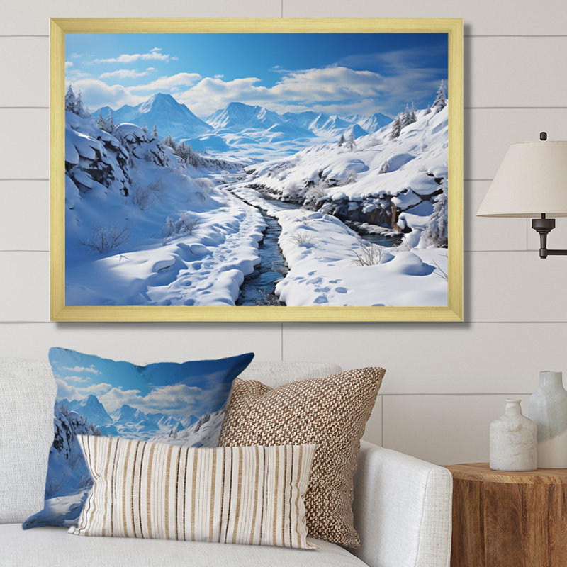 " Winter Mountain Charm ", Gold Single Picture Framed, 24" H x 32" W x 1" D