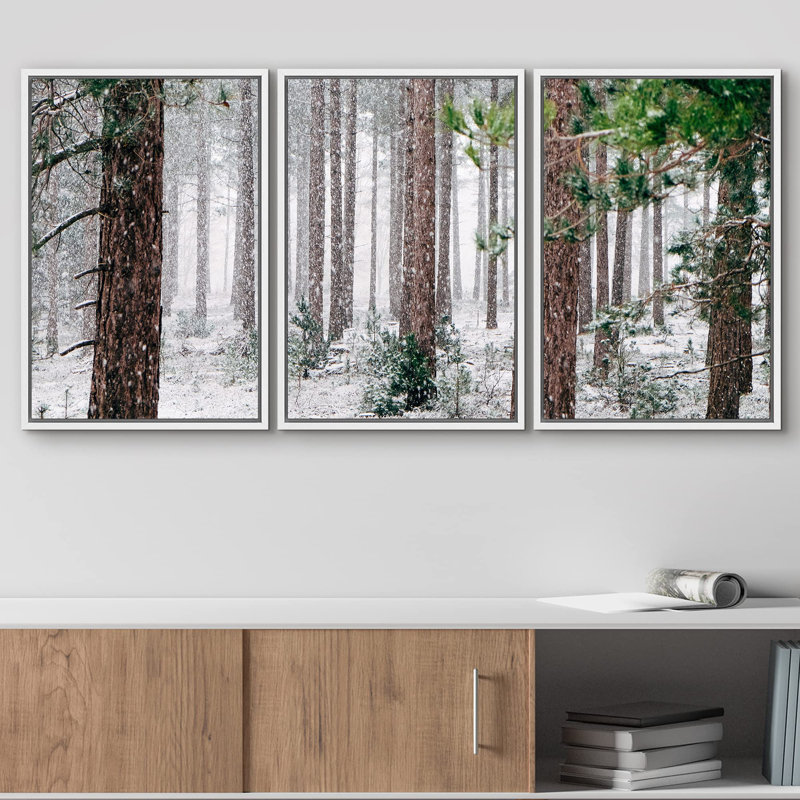 Neige à travers l'hiver Forêt de pins Nature Photographie Photographie Art moderne et rustique, Toile tendue