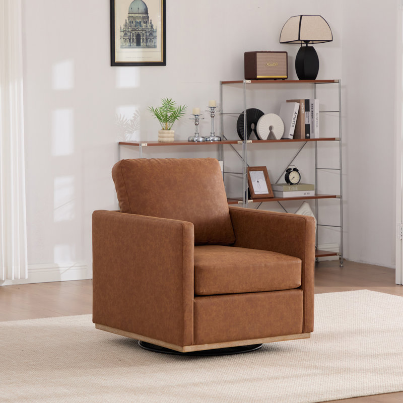 Ensemble de 2 fauteuils pivotants rembourrés 30,7 po Pu (ensemble de 2), Brun