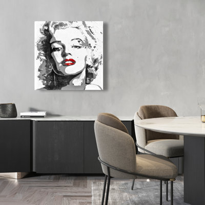 Marilyn Monroe Woman Figurative Grey Canvas | Home Decor