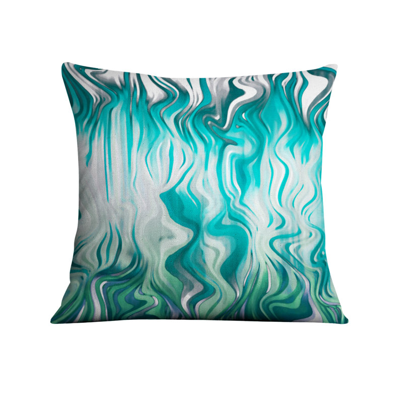 Throw Pillow Cover Only, H 16 po x l 16 po, Bleu abstrait 4