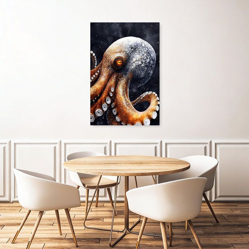 Art mural très contemporain, pieuvre, H 48 po x l 32 po