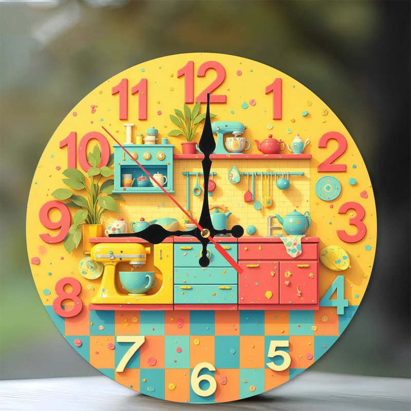 Colorful Kitchen Retro Clock Design