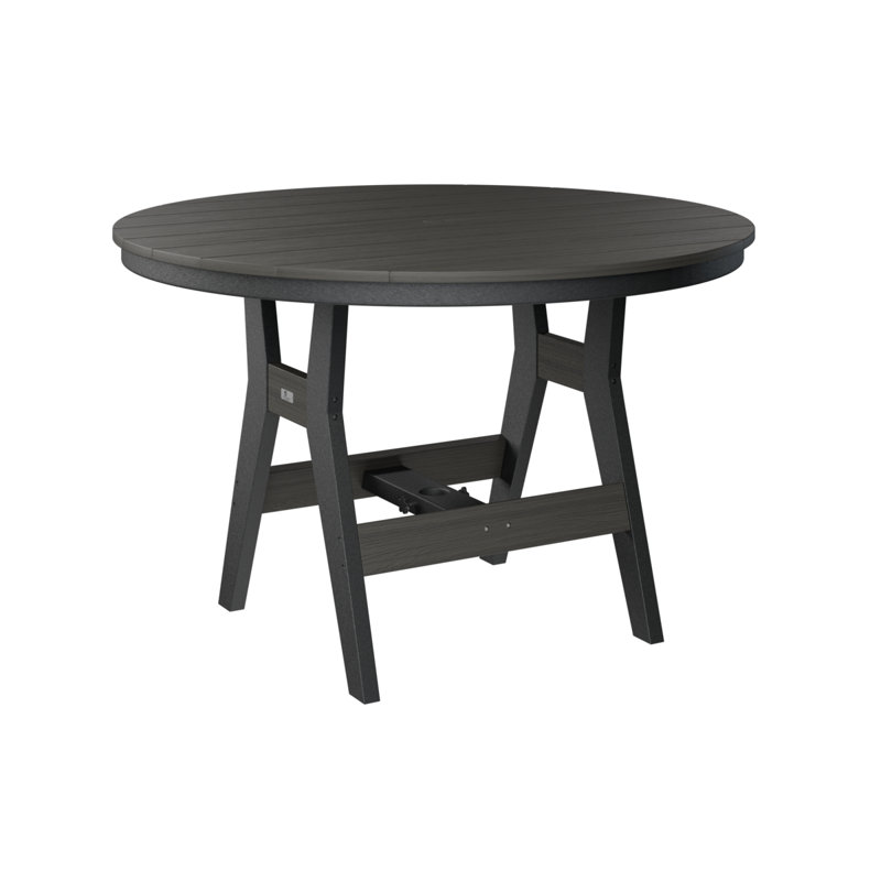 Harbor Outdoor Round Bar Table, Black, Coastal Gray