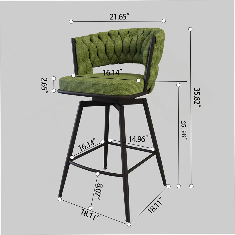 Ensemble de tabourets de bar en lin tissé idéal pour divers environnements avec pivotant à 360 ° et revêtement confortable, ensemble de deux