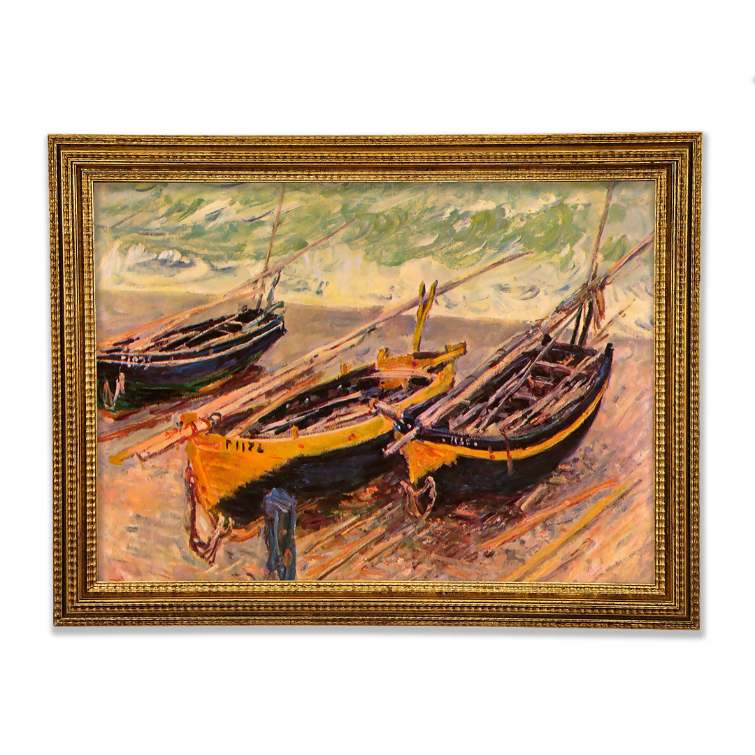 Monet Dock von Etretat (Drei Fischerboote) - Einzelner Bilderrahmen Kunstdrucke