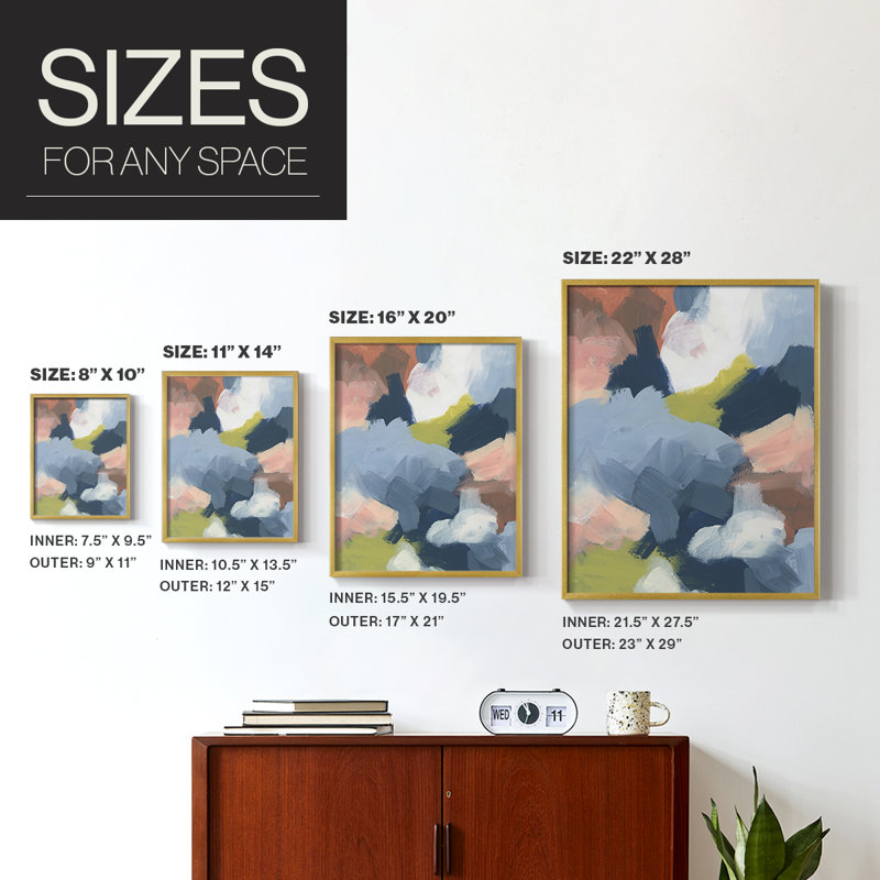 «Soft Indigo Atmosphere I», reproduction encadrée - bois massif, H 28 po x l 22 po