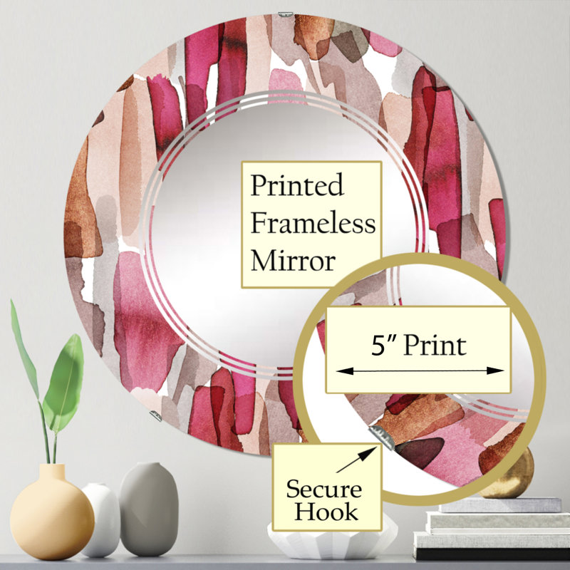 Rouge, rouge, orange et brosses Grach - miroir mural moderne, 24 po x 24 po