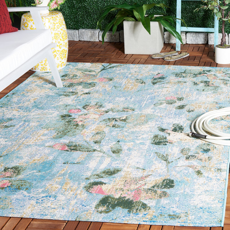 Tapis d'intérieur / extérieur à motif floral Barbados 500 Performance, Rectangle 9 pi 1 po x 12 pi 5 po