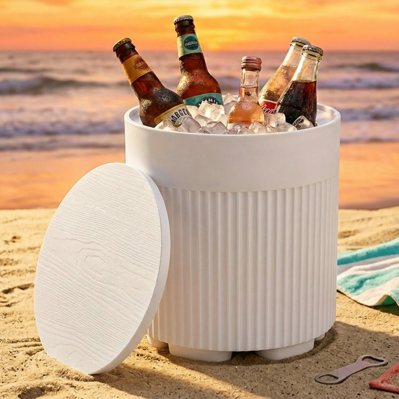 Table d'appoint extérieure 3-en-1 avec rangement - patio, piscine, terrasse, White
