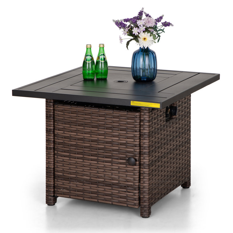 Braeya Square Powder Coated Steel Propane Smokeless Fire Pit Table with Hidden Fuel Tank