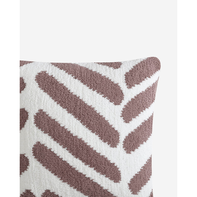 Tulum Square Pillow Cover & Insert, Rose/Off White Geometric