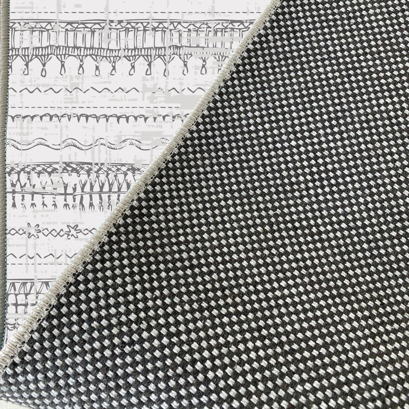 Tapis gris en coton Zara, Rectangle 2 pi 7 po x 4 pi 11 po