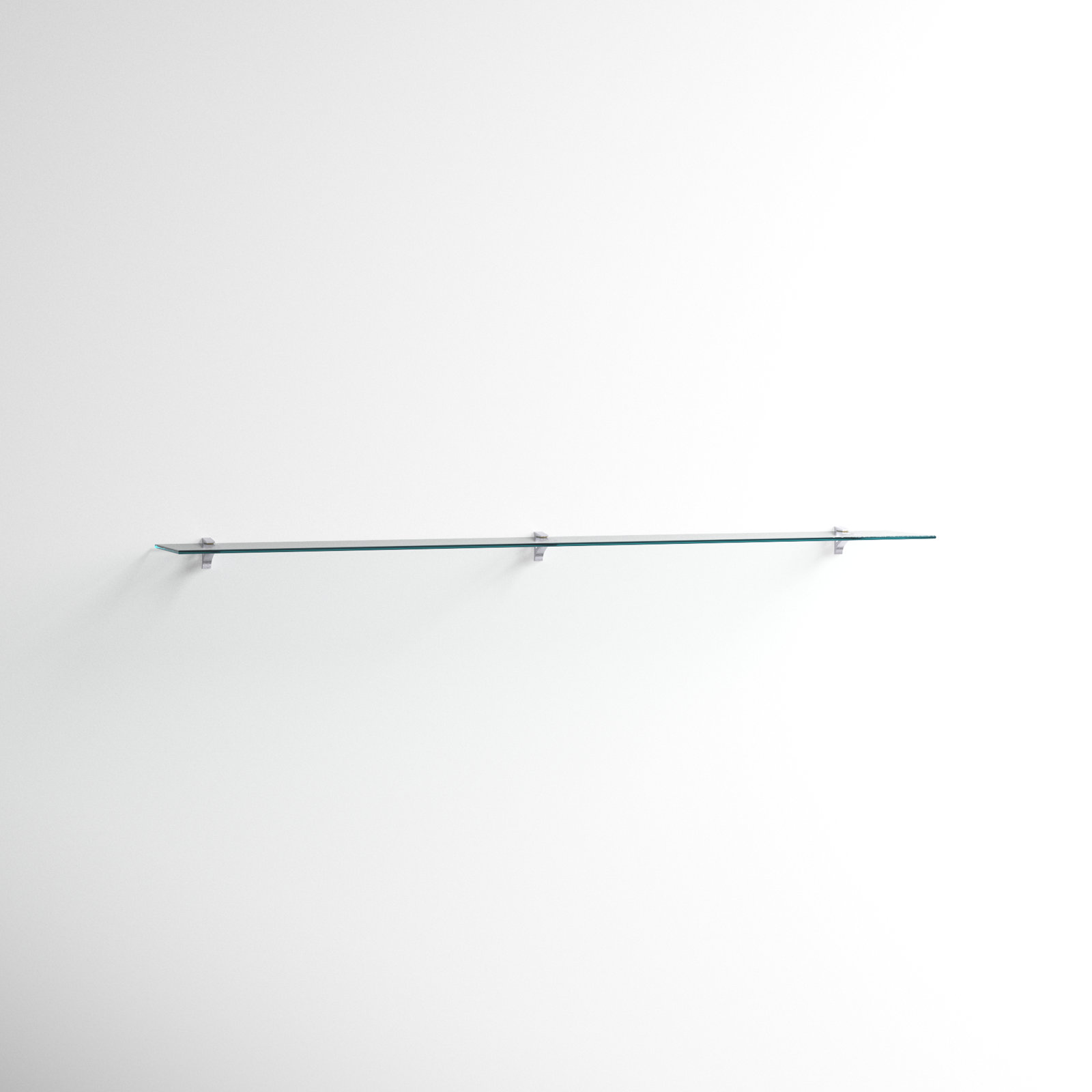 Electra Glass Floating Shelf, Chrome, 2.86" H x 72" W x 10.5" D