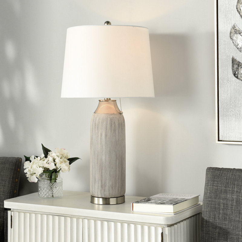Lampe de table Donald - gris - abat-jour blanc, Argent et gris