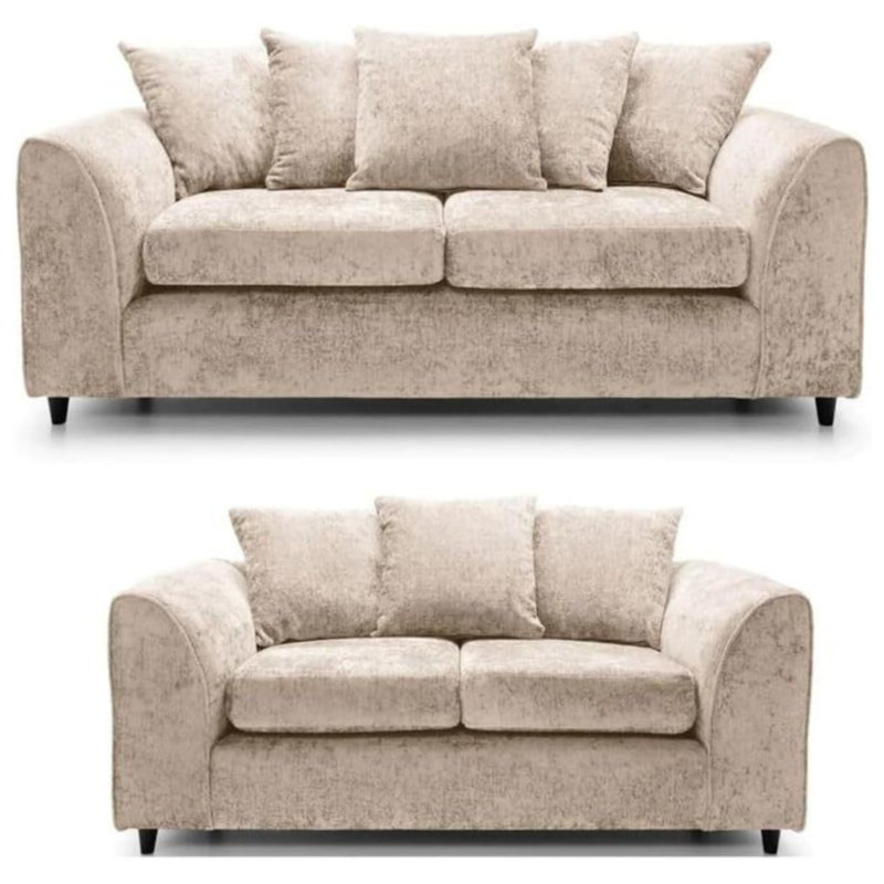 Living Room & Bedroom Seating Chenille 3+2 Seater Living Room Sets, Beige