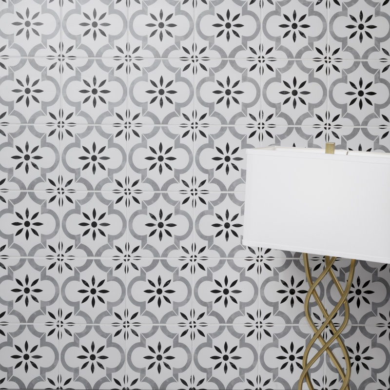 Amara 8 in. x 8 in. Encaustic Look Matte Porcelain Floor and Wall Tile, Akara
