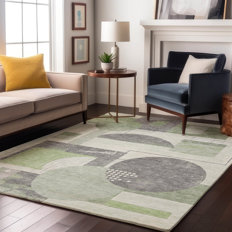 Premium Machine Washable Mehara AMF1695 Geometric Rug, Rectangle 10' x 14'
