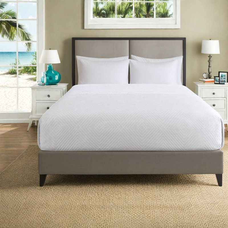 Ensemble de literie pour très grand lit en polyester durable, couvre-lit décoratif blanc élégant