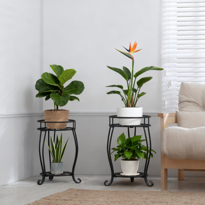 Support à plantes à 2 niveaux pour l'intérieur et l'extérieur