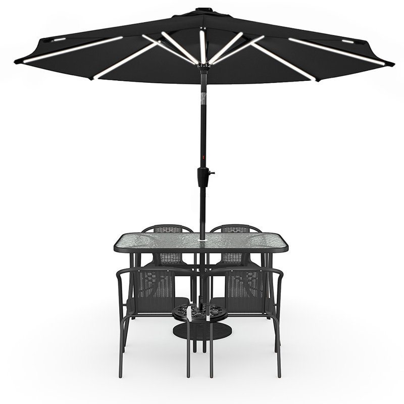 Dolson 4 - Person Patio Dining Set with, Black