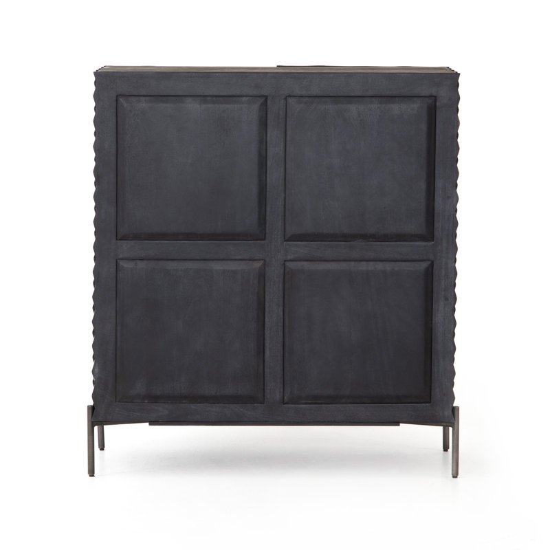 Raffael Solid Wood Bar Cabinet, Black