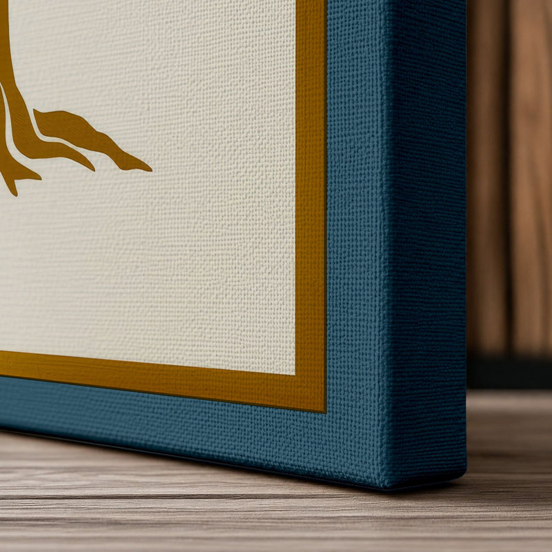 Golden Tree Botanical - Wrapped Canvas, 30x20 - 76.2 x 50.8 cm, Teal Border
