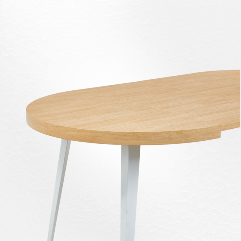 Extendable Dining Table With 2 Removable Leaves, White, Oak