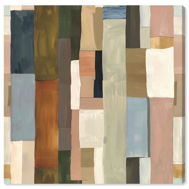 Beige Blocks II Canvas Abstract Print by Oliver Gal, Black Frame, 12 x 12, 12"H x 12"W, Canvas Unframed