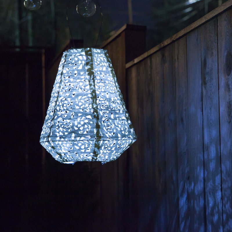 11'' Pearl Tyvek Solar Powered Outdoor Lantern