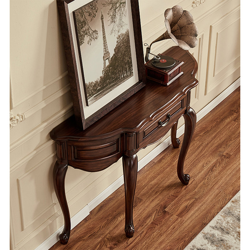 54.33" Dark brown Rectangular Solid Wood Console Table, 33.86" H x 46.46" W x 16.93" D 