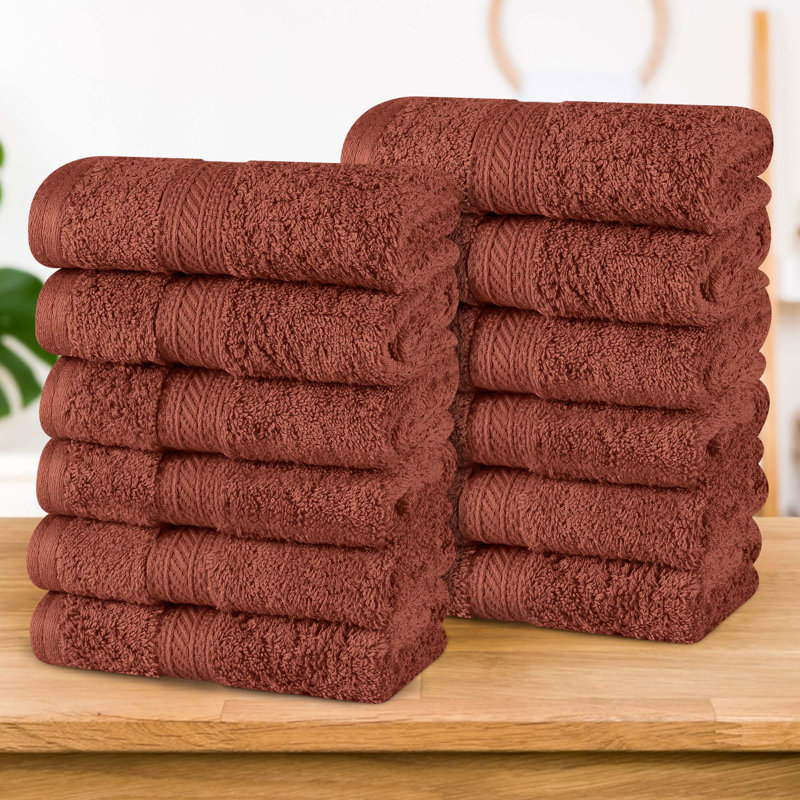 Cotton Plush Soft Highly-Absorbent Heavyweight Luxury Face Towel Washcloth, Chocolate