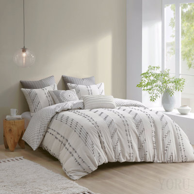 Full/Queen 3 Piece Cotton Jacquard Duvet Cover Set