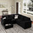 Rafael Velvet Chenille U-Shaped Modular Sleeper Sectional with Storage Ottoman -101956832