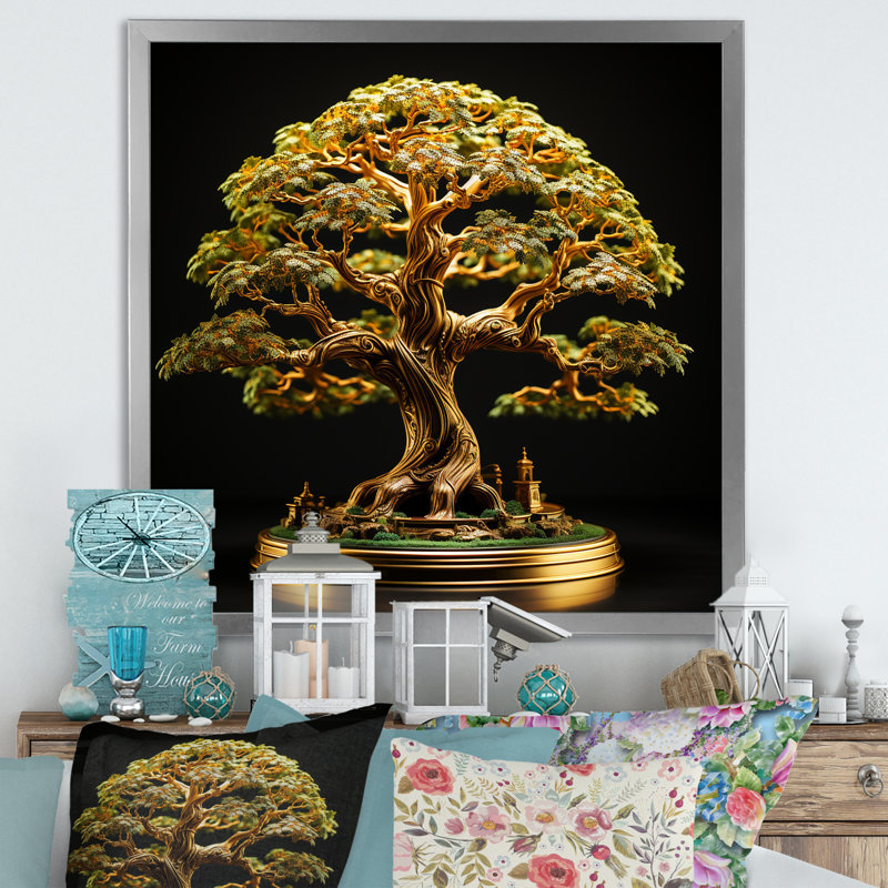 Bonsai Tranquility Expression, Cadre simple argenté, H 24 po x l 24 po x P 1 po