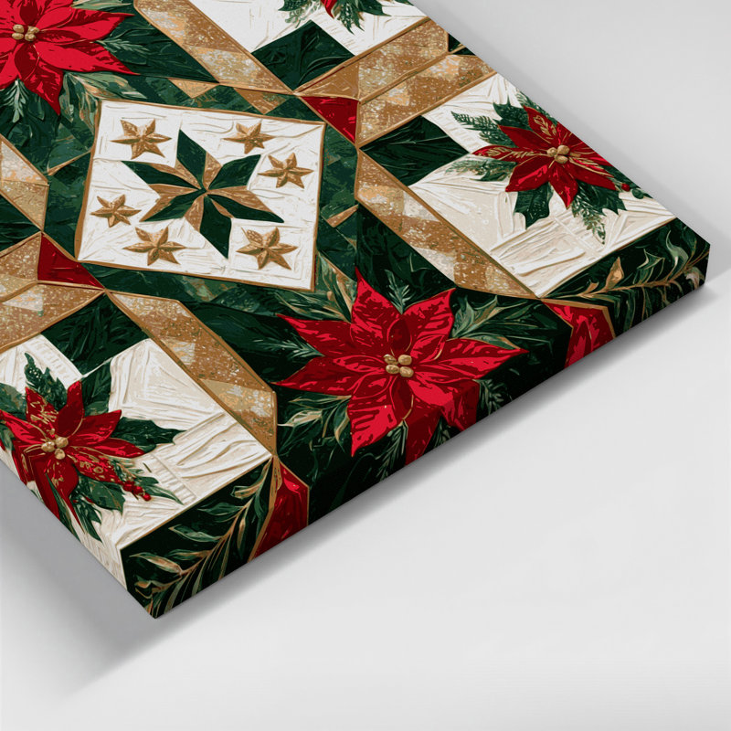 Christmas Christmas Quilts Brown Canvas Wall Art, 16" H x 20" W