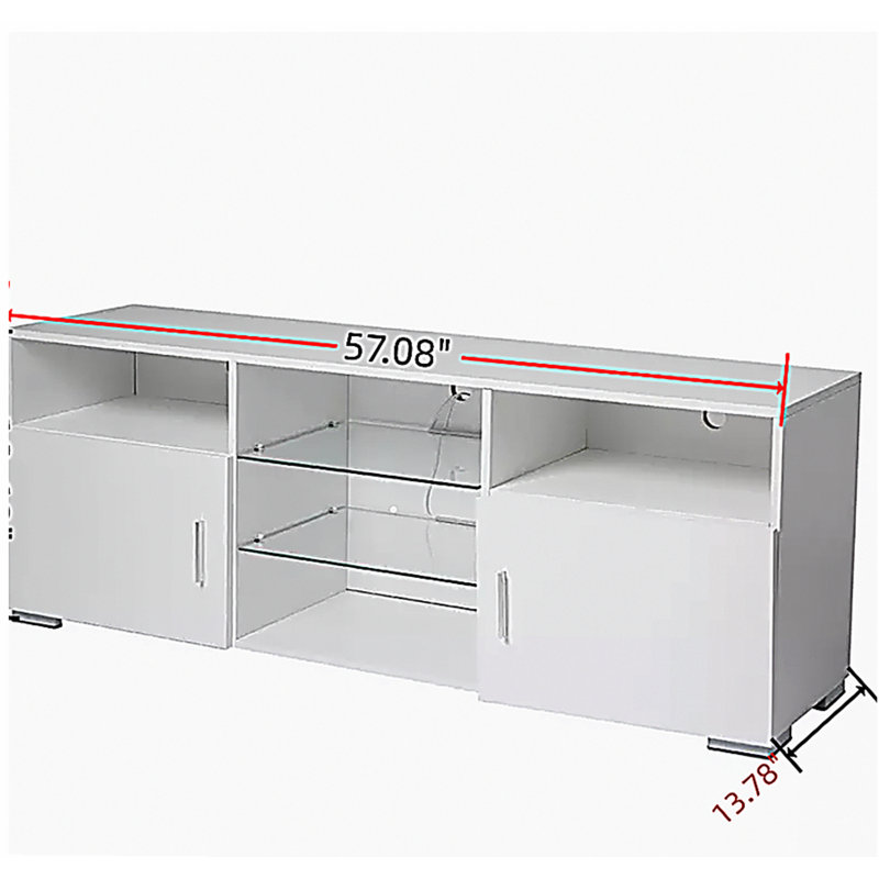 TV stand for 32-60-inch TVs, modern TV table-style center media cabinet with drawers and LED lights, matte entertainment center, suitable for living room, game room, bedroom.