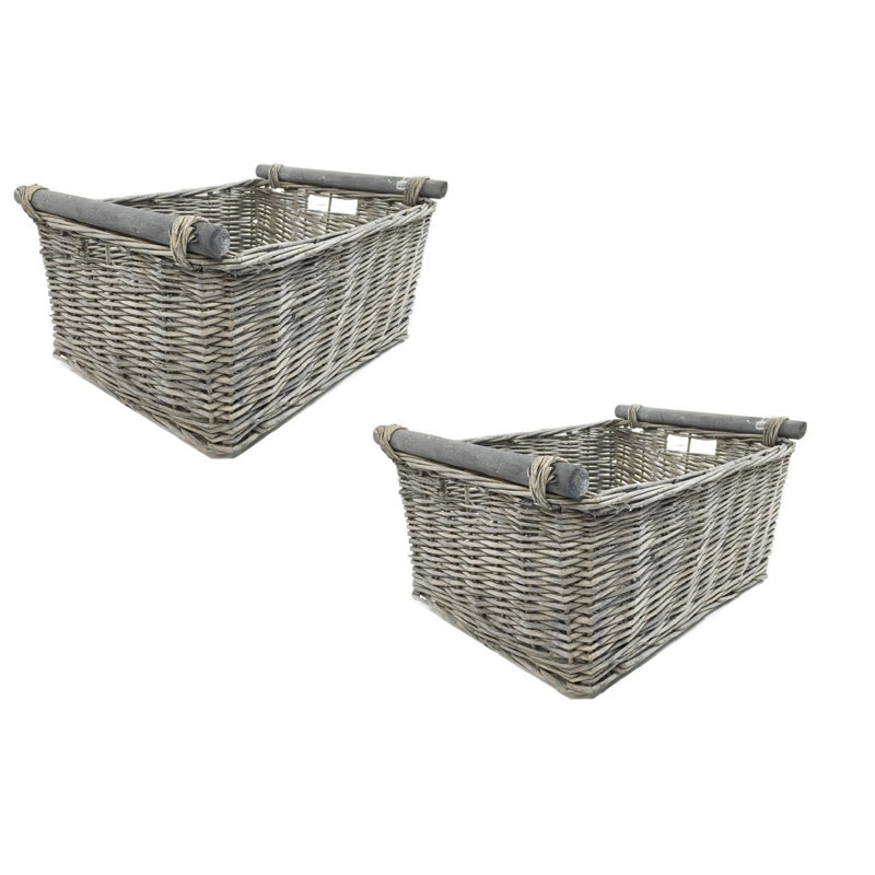 Symple Stuff Wicker Decorative Basket, 20cm H x 45cm W x 35cm D , Grey
