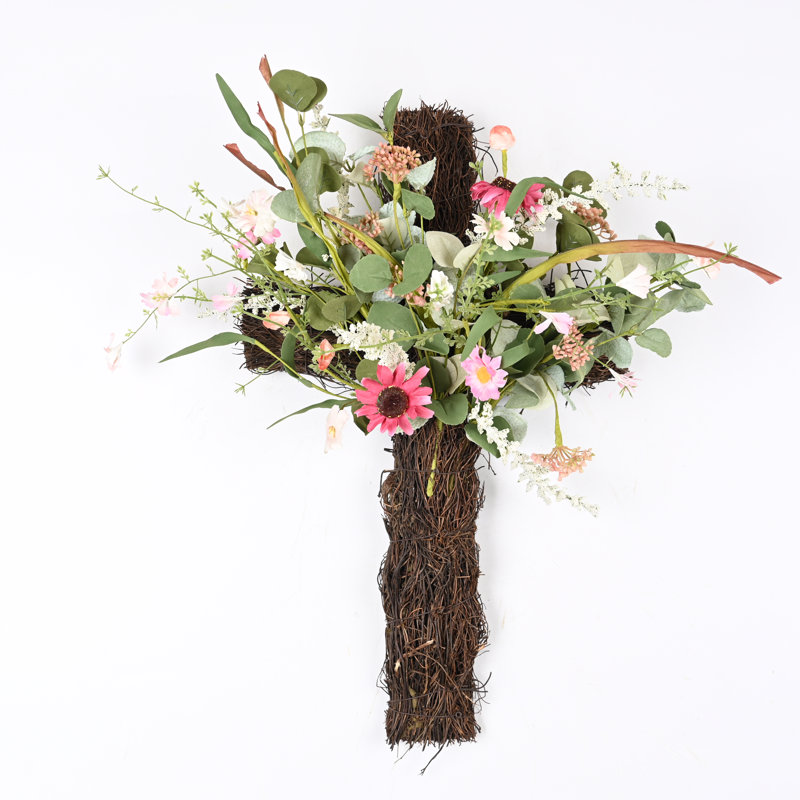 20" Berry Floral Cross Wreath