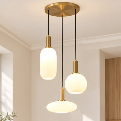3-Light E26 Dimmable Glass Pendant Light