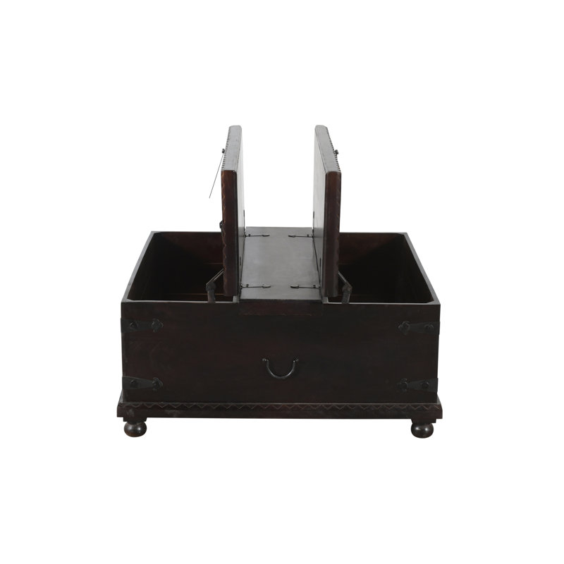 Table basse en bois massif avec rangement Alleyn, H 18 po x l 40 po x p 40 po