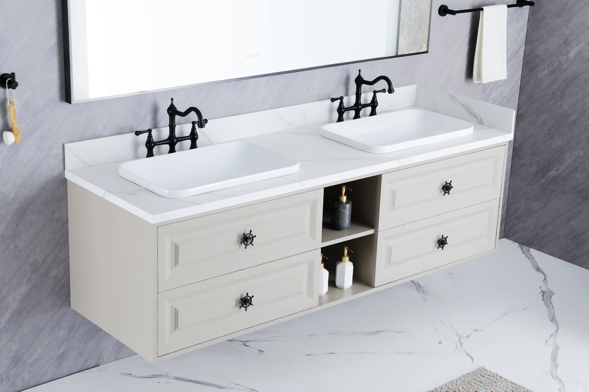 Longshore Tides Breken 72*23*21In Wall Hung Doulble Sink Bath Vanity ...
