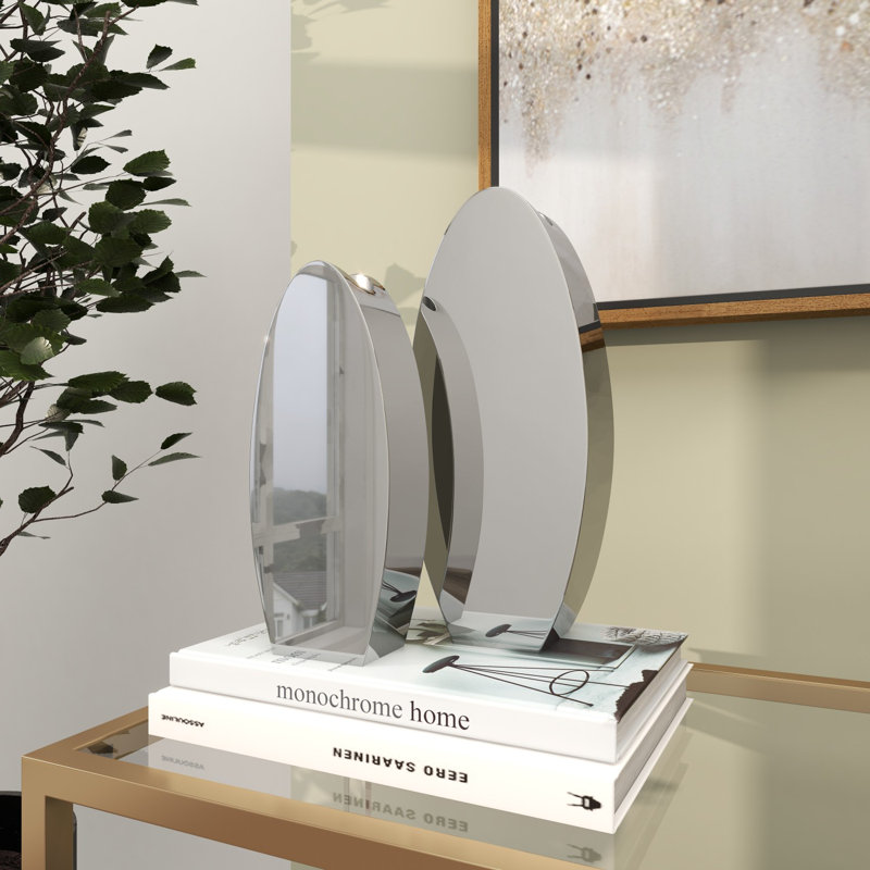 Ensemble de vases décoratifs en métal et en acier inoxydable avec miroir élégant