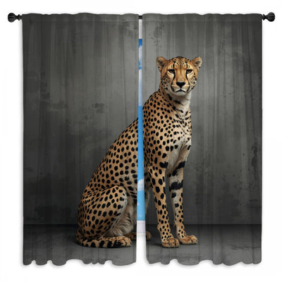 Rideaux de fenêtre guépard assis