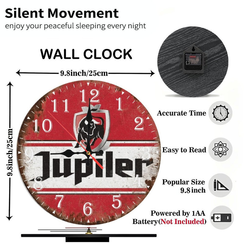Horloge murale en bois 10 po, mouvement silencieux, à piles (piles AA non incluses), décor artistique, parfait pour les décorations