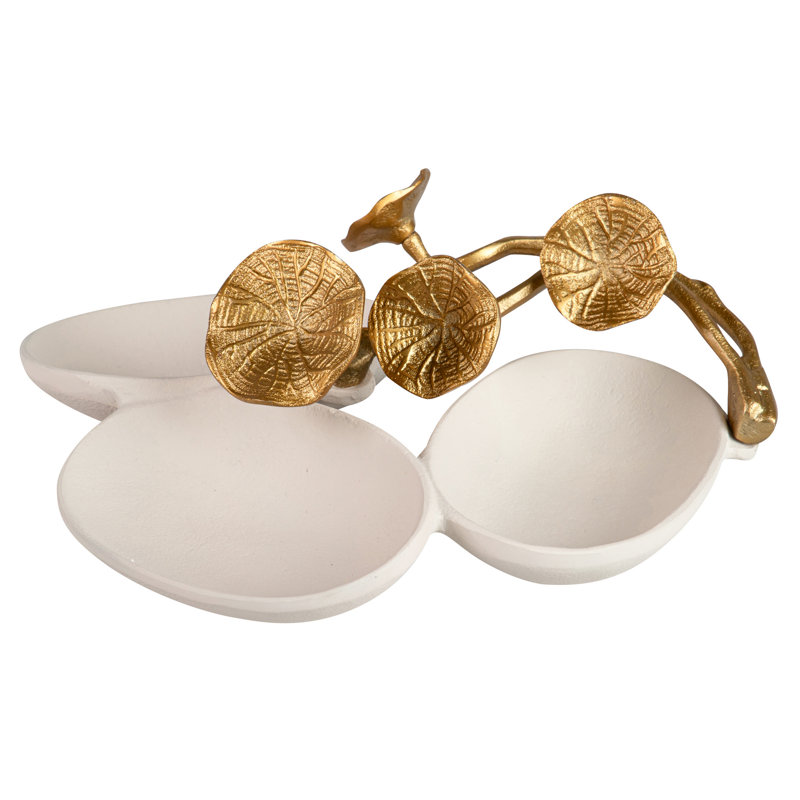 Aluminum Tray, White/Gold