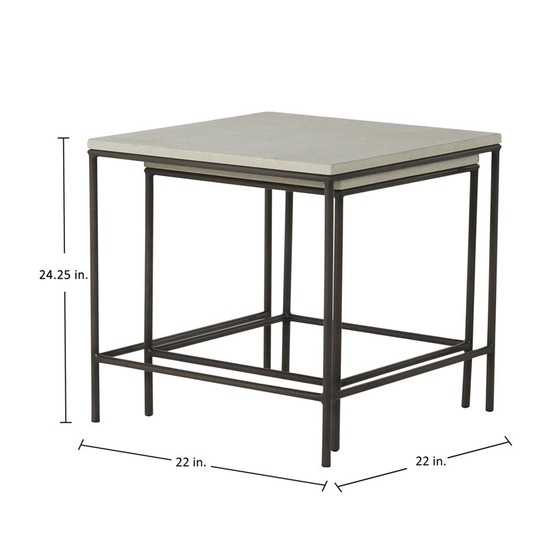 Abby Outdoor Side Table, Slate Gray/Travertine