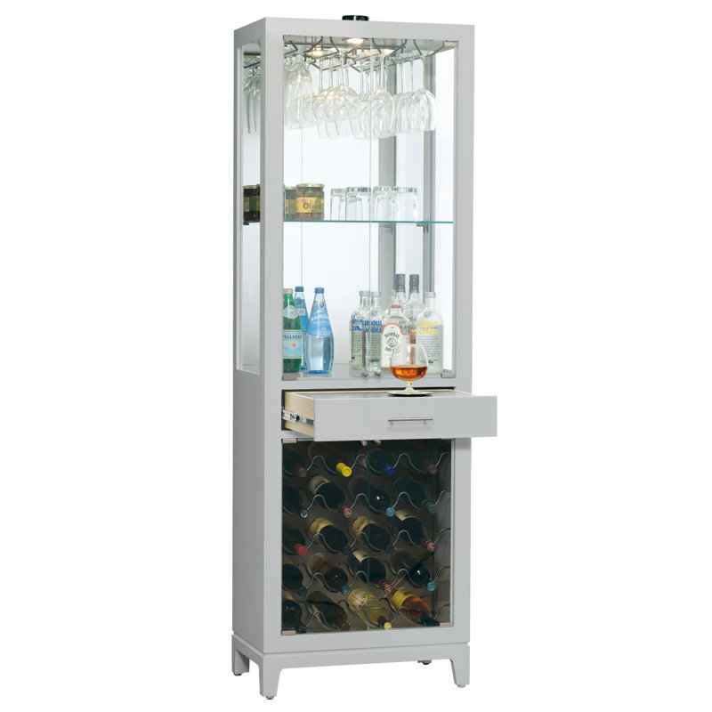 Samson Solid Wood Bar Cabinet, Silver