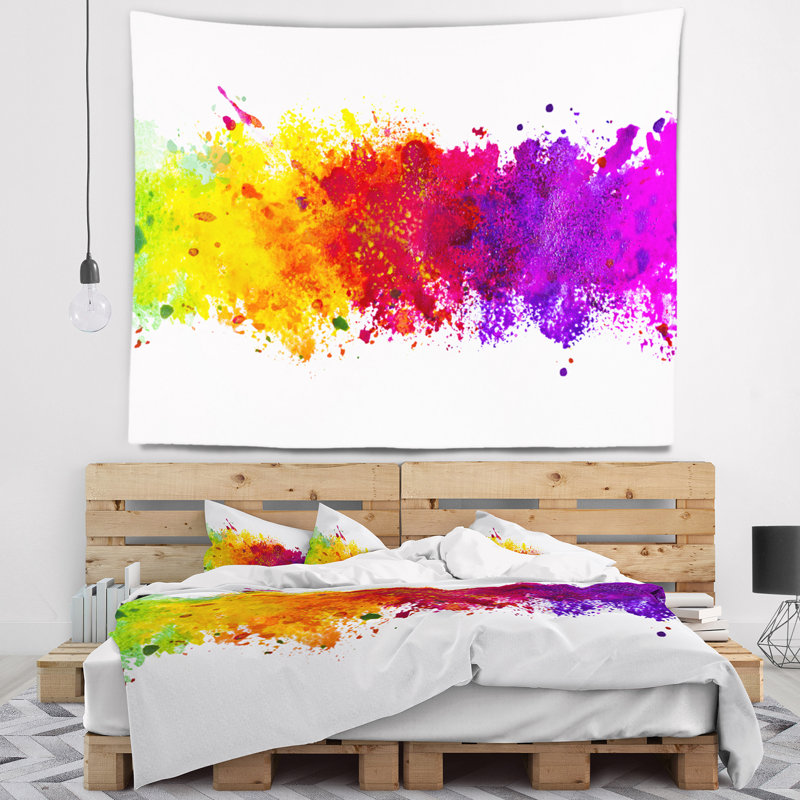 Tapisserie d'éclaboussure aquarelle artistique abstraite, H 32 po x l 39 po